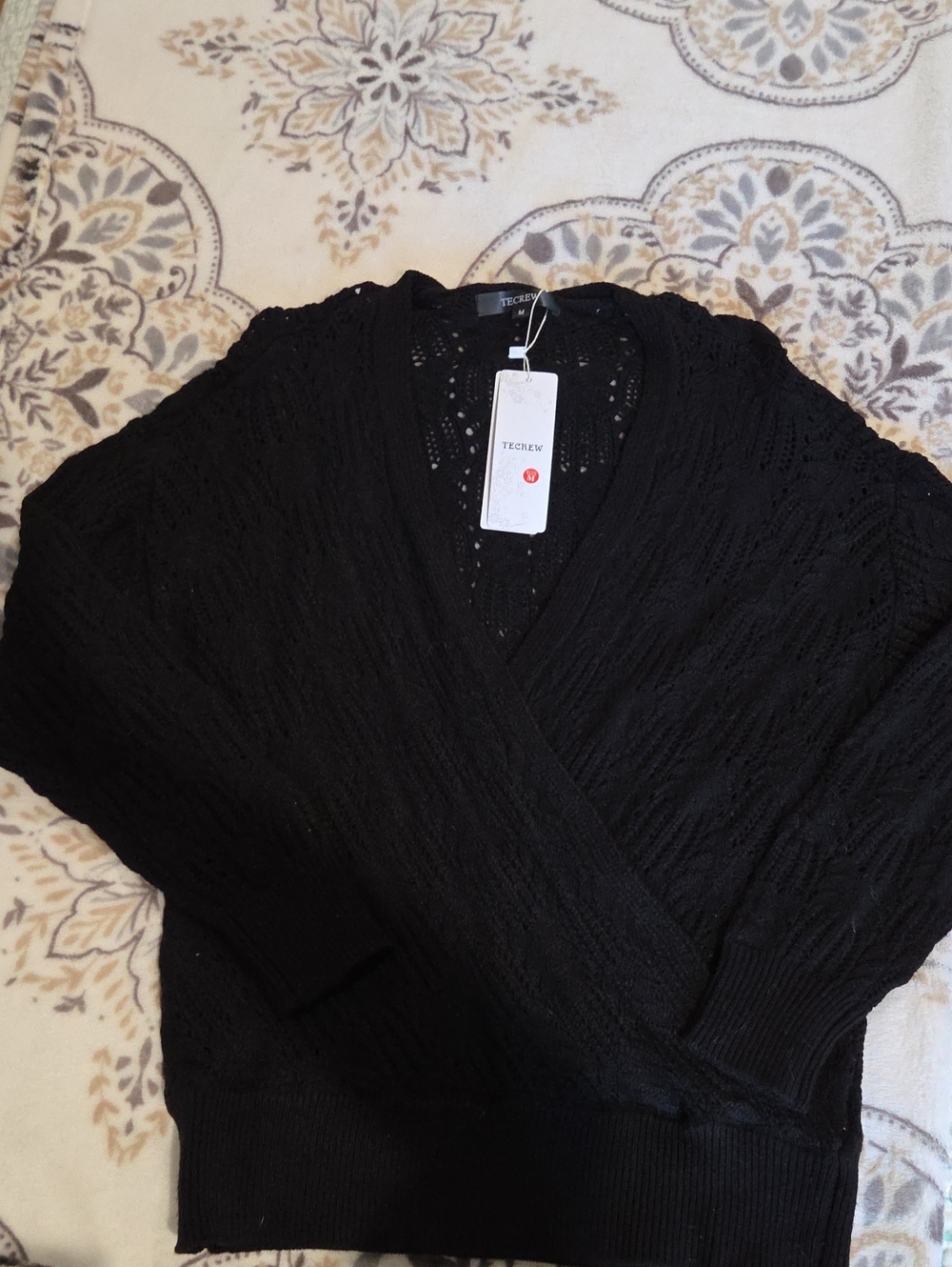 TEC+REW Black V-Neck Wrap Knit Sweater - Women